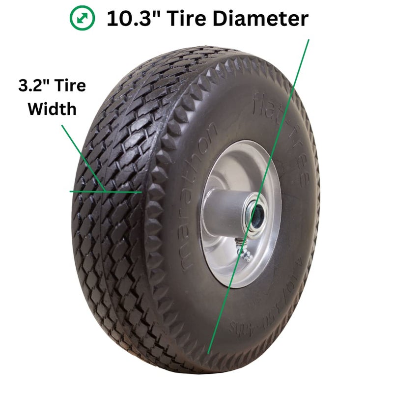 Marathon إطار ماراثون 4.10/3.50-4" خالي من الهواء، متعدد الاستخدامات على العجلة، محور مركزي 4"، محامل 3/4" - Image 4
